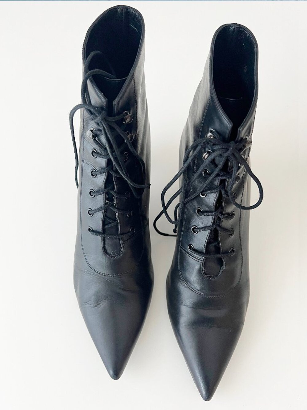 SAINT LAURENT Cat 50 Black Leather Lace-Up Ankle Boots – EU 39 / runs small - Picture 3 of 16